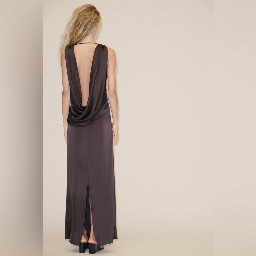 Zara Chic Backless Brown Dress